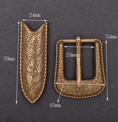 Vintage Copper Western Flower Engraved Cowboy Belt Pin buckle For 1&Prime; Belt Strap