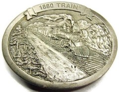1994 Belt Buckle 1880 Train Engine Railroad Locomotive Made in USA Vintage