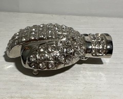 Boxing Glove Belt Buckle Silver Rhinestone Bling Ringside Men & Women 3.5 x 2.5&Prime;