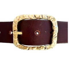 Handmade Solid Brass Belt Buckle USA | 1.5&Prime; « THE ROAD » Retro Artisan Buckle Men