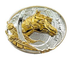 Horse Feather Belt Buckle Men Women Western Cowboy Rodeo Gold Silver Metal Skull