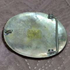 Vintage Native Made Men&rsquo;s Western Oval Silver Belt Buckle w/ Torquoise Stones