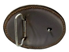 EAGLE Belt BUCKLE w/ GOLD BUCKSTITCHING Lg HANDMADE Brown LEATHER Western/Biker