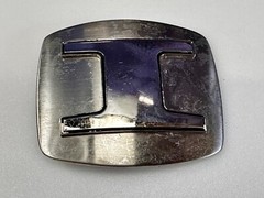 Custom Initial Block Letter I Silver Tone Outlined Reflective Retro Belt Buckle