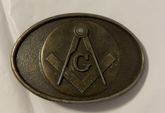 Vintage 1970s Masonic Freemason Brass Western Belt Buckle – Cowboy Style