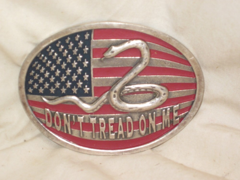 DON&rsquo;T TREAD ON ME Belt Buckle American Flag Snake detail USA United States James