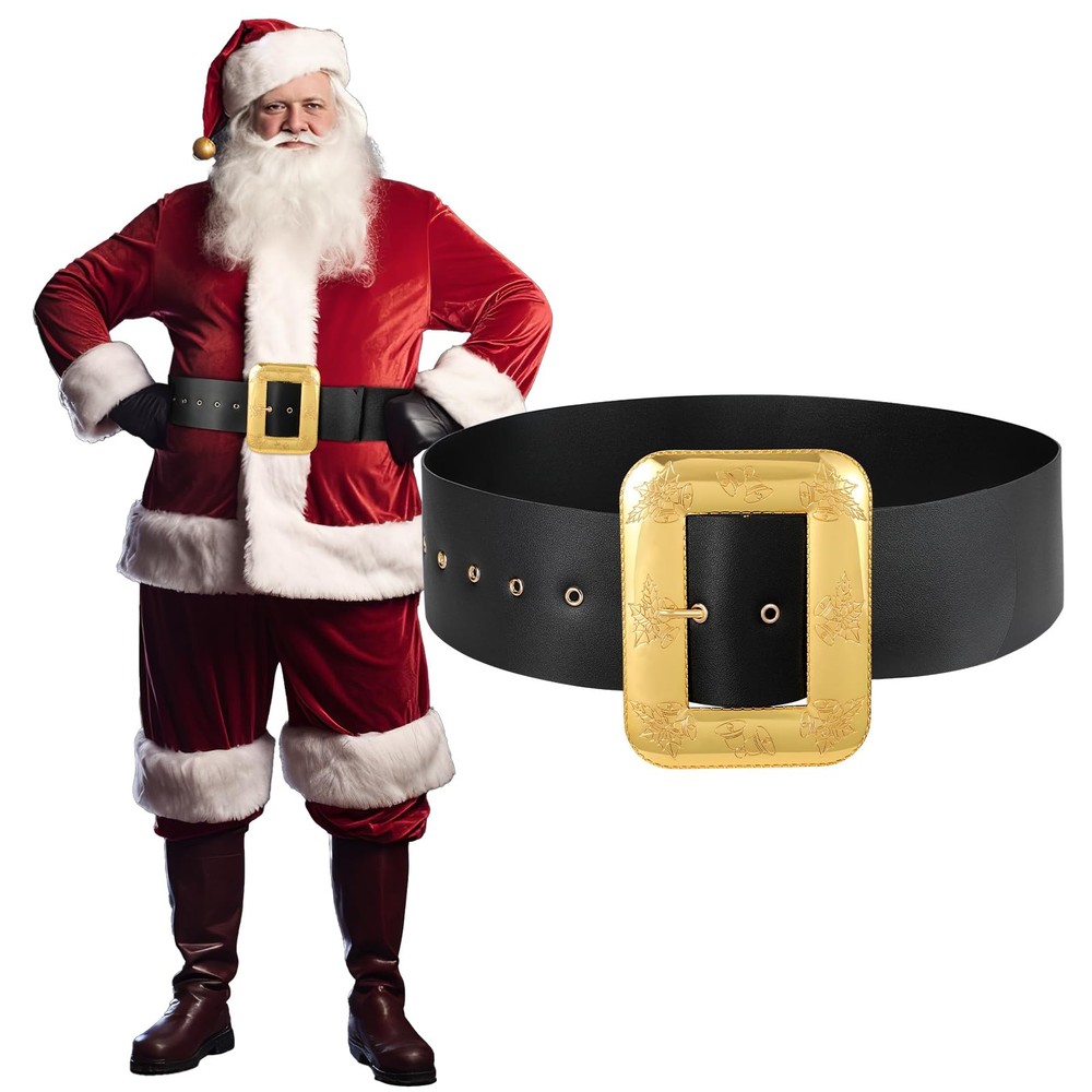JASGOOD Christmas Santa Claus Adults Wide Leather Fit Size 44&Prime;-54&Prime;, Black
