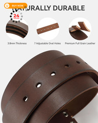 CHAOREN Western Belts for 36-38 (Fits Pants Size 34-36), Full Grain Coffee