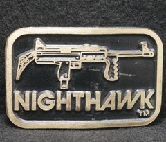 XB17104 *NOS* VINTAGE 2004 *NIGHTHAWK* CUSTOM FIREARMS SOLID BRASS BELT BUCKLE