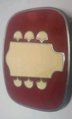 Belt Buckle – Guitar Tuning Head – RJ – 3 »x2.25 » Cream & Burgundy Pewter TNN