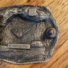 C&J 1996 BELT BUCKLE Train Engine #203 Indian Warrior Headdress, #1691