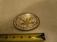 Unique American Eagle Western Belt Buckle Three Tone Silver Gold Rose Tones