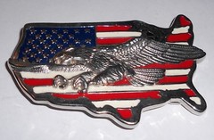 Beautiful 3D Eagle USA American Flag Belt Buckle, {Pre-Owned in Great Shape}