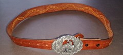 EJC COWBOY RIDING A HORSE THEME BELT BUCKLE – ORNATE Made In USA