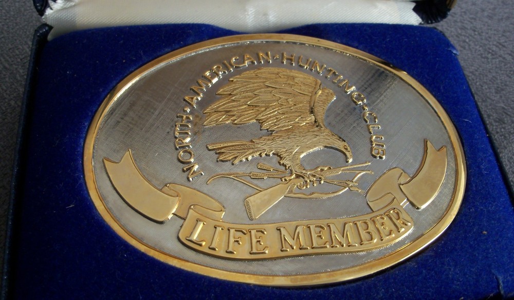 North American Hunting Club Belt Buckle – Wings Of Gold – 24K Gold/Rhodium BOX