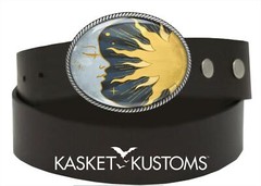 Sun and Moon Belt Buckle – Celestial New Age Art Handmade Silver Buckle – 916