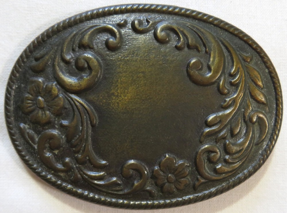 Vintage Belt Buckle 1980&rsquo;s Flower Inlay Art