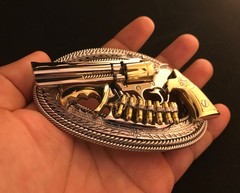 (MADE BY ORDER) BUCKLE HANDMADE STAINLESS STEEL WESTERN STYLE GUN PYTHON #3