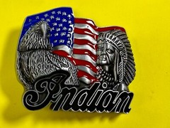 Native American Indian Commemorative Cutout New Belt Buckle – Eagle & USA Flag