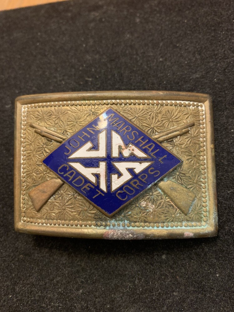 Vintage Rare 1930’s John Marshall Cadet Corps Richmond VA Enameled Belt Buckle