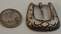 Native American OLD PAWN Navajo Sterling Silver Hand Stamped Belt Buckle OLD
