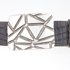 Rectangular Belt Buckle Silver Geometric For Interchangeable Belts 40mm