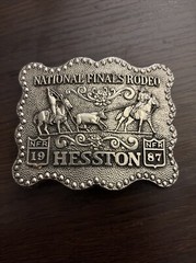 1987 Hesston National Finals Rodeo Calf Roping Belt Buckle