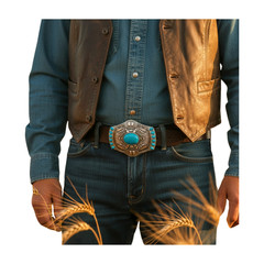 Men Women Silver Big Metal Belt Buckle Southwestern Fashion Turquoise Blue Beads