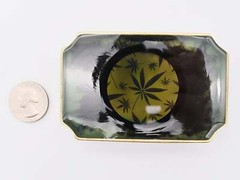 Hologram Pot Leaf Marijuana Solid Brass & Casting Resin Handmade Belt Buckle