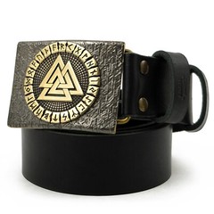 Valknut belt buckle, Old Norse Scandinavian Nordic Celtic Viking Pagan runic