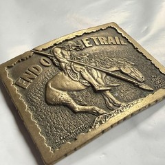 Vintage Award Design Medals Belt Buckle Mens Brass End of the Trail Fraser 70s