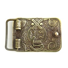 Brass belt buckle pre-Christian sun cross; Zgarda; Teutonic or Maltese cross