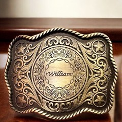 Engraved Brass Belt Buckle Custom Personalized Monogrammed Western Buckle