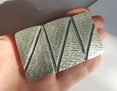 Rectangular Zig Zag Belt Buckle Antique Brass Industrial Style Masculine