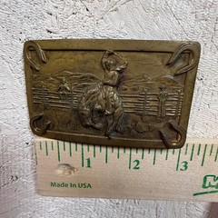 Vintage Justin Belt Co. Rodeo Cowboy Bucking Horse Belt Buckle Fort Worth, Texas