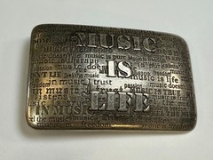 Music is Life Word Statement Musicians Poets Silver Color Belt Buckle