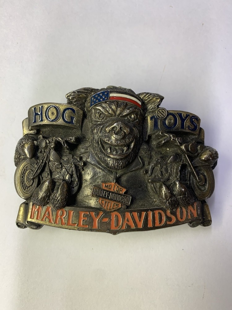 Vintage HARLEY DAVIDSON belt buckle H-411 1991 Baron USA Hog Toys Rare