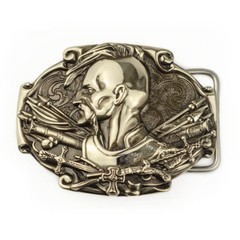 German silver belt buckle Cossack, Handmade Ukrainian warrior military buckle