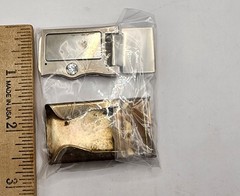 Vintage Belt Buckle & Money Clip Lot of 5 Brass Silver Tone Interchangeable WC