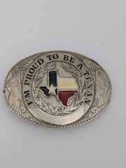 Vtg Texas Belt Buckle Lone Star State Western Rodeo Cowboy “I’m Proud Texan”