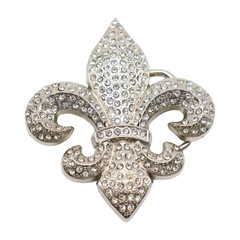 Women Silver Metal Belt Buckle Western Fashion Bling Fleur De Lis Day Night Look