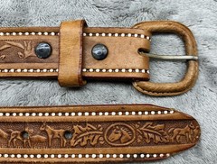 Vintage Brown Tooled Leather Belt Western Cowgirl Size 28