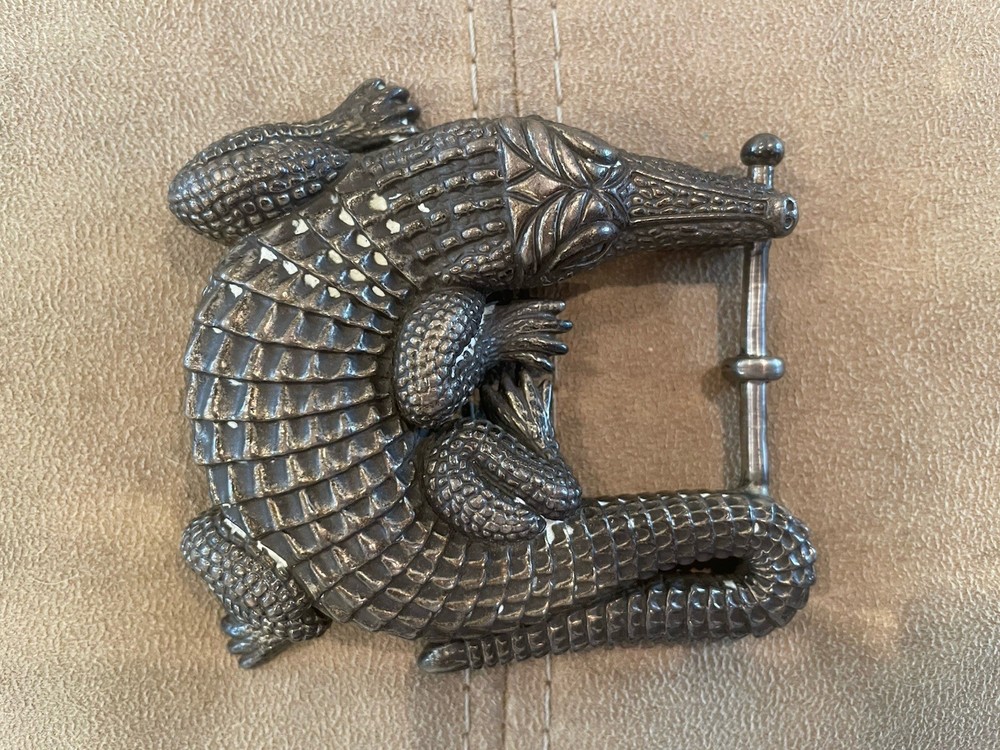 Huge Kieselstein-Cord Sterling Alligator Buckle