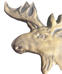 Vintage 1970’s Brass Moose Elk Head Wildlife Belt Buckle 4” #4047