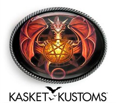 Dragon Pentagram Belt Buckle – Gothic Pentacle Handmade Silver Oval Buckle – 101