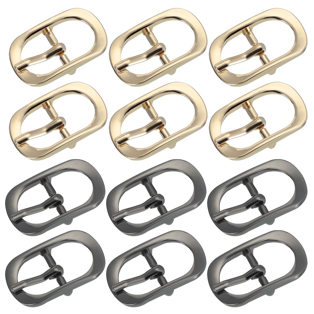 12Pcs 0.6&Prime; Single Prong Metal Roller Pin Belt Buckles Light Gold/Black