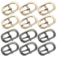 12Pcs 0.6&Prime; Single Prong Metal Roller Pin Belt Buckles Light Gold/Black