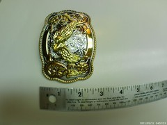 Belt Buckle BALD EAGLE Large 4&Prime; x 3&Prime; Western Cowboy Rodeo Silver Gold