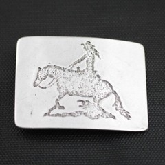 Cowgirl Equestrian Rectangle Belt Buckle in Antique Silver, Western Interchangeable Buckle