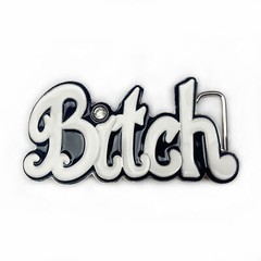 White Belt Buckle METAL BITCH Rings Western Denim Belt Buckle Pewter Finish USA